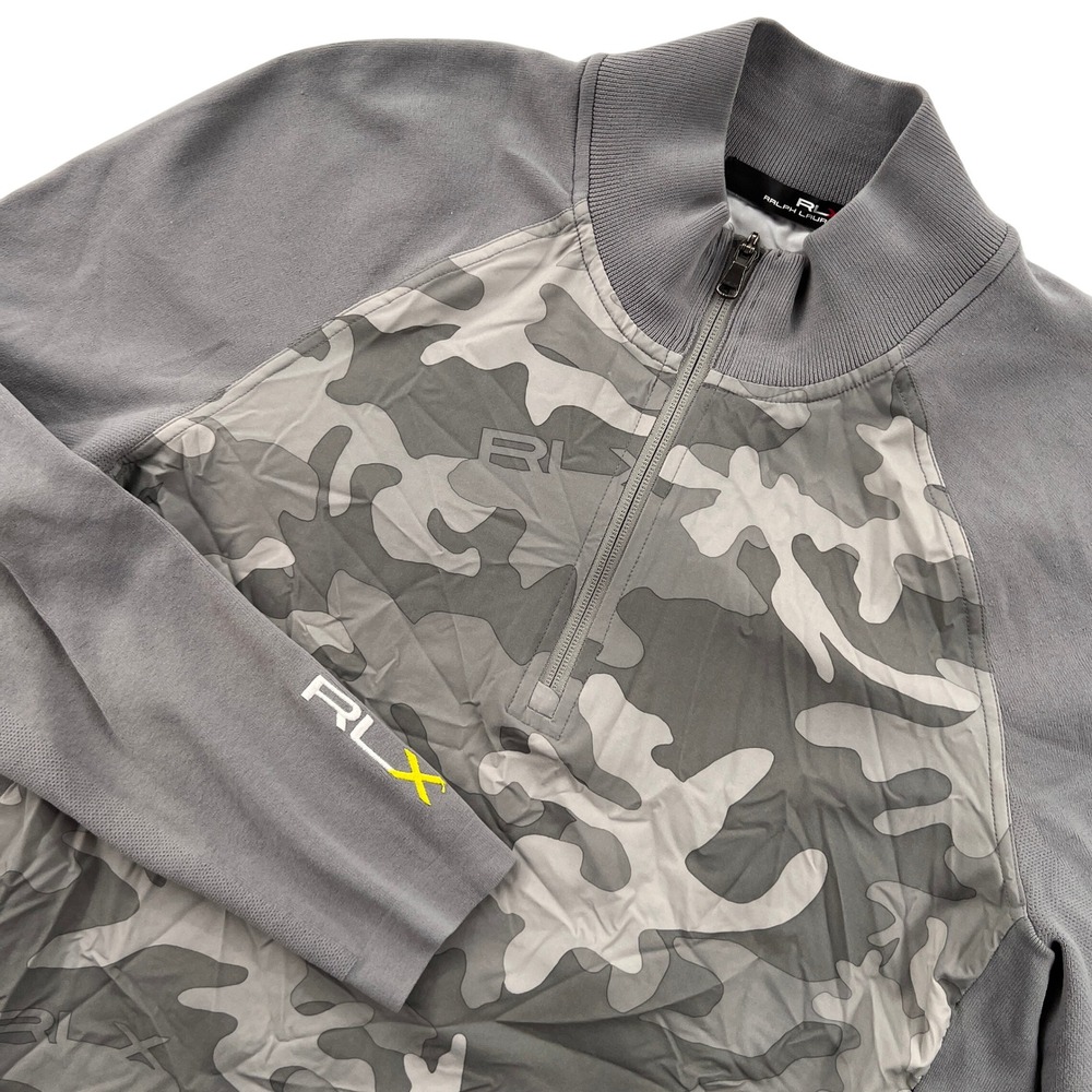 RLX Ralph Lauren Camo Quarter Zip Pullover Men Medium Gray Golf Athletic Tech